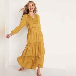 Old Navy Embroidered Tiered Boho Maxi Dress